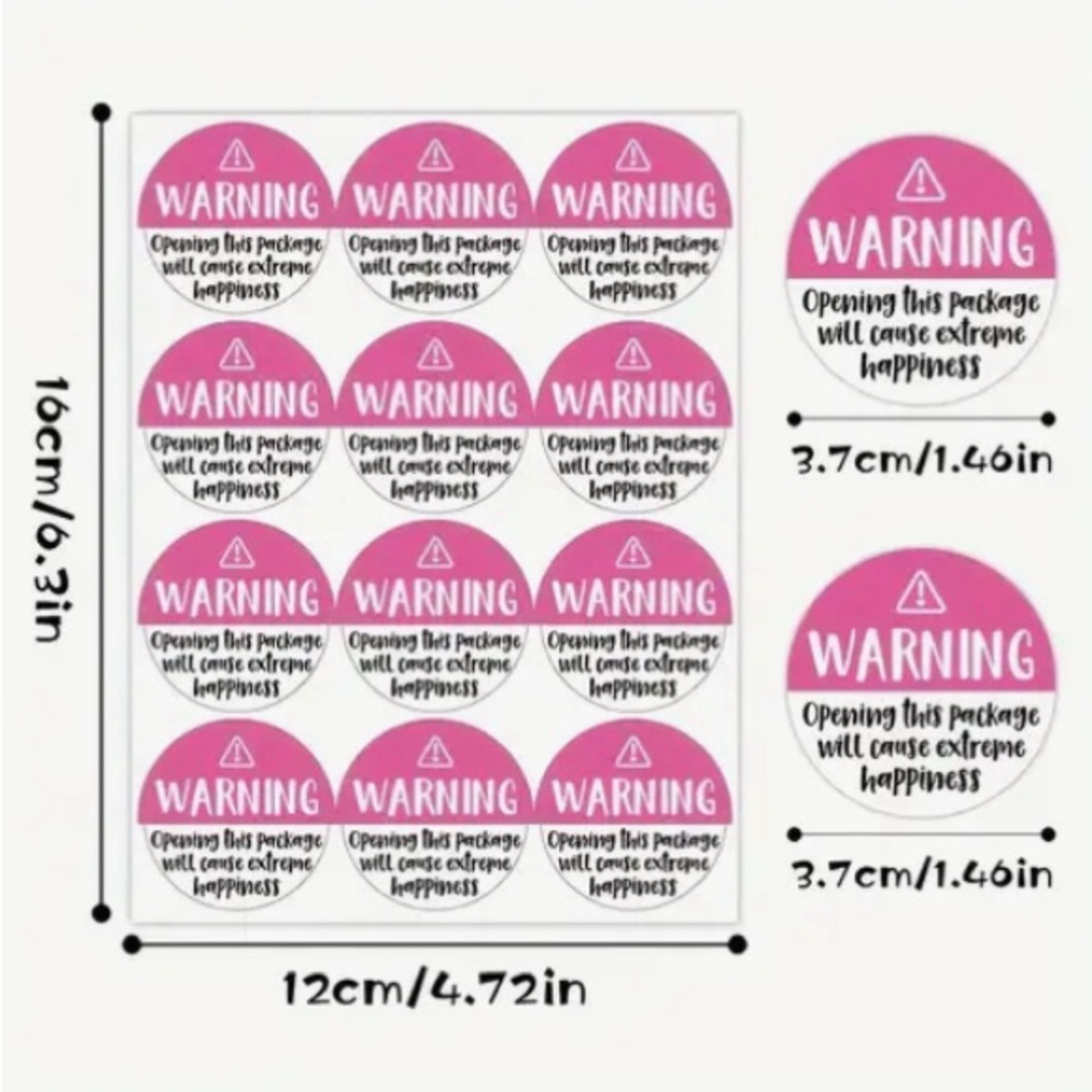 120 WARNING LABELS | Fun Cute Packing Stickers - Picture 2 of 4